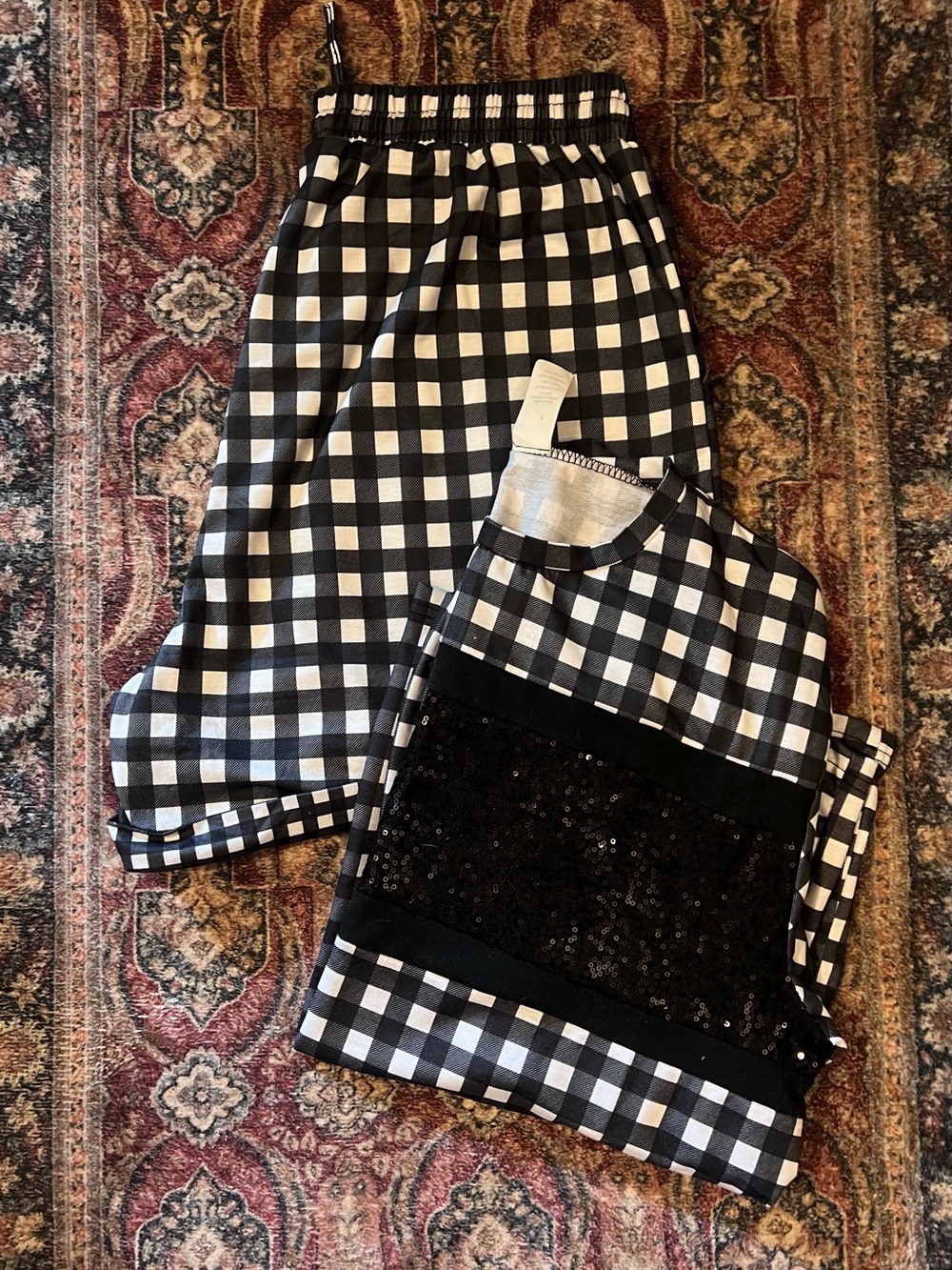 Black & White Gingham Shorts and Top Set